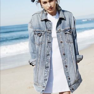 Free People Distressed Oversized Jean Jacket